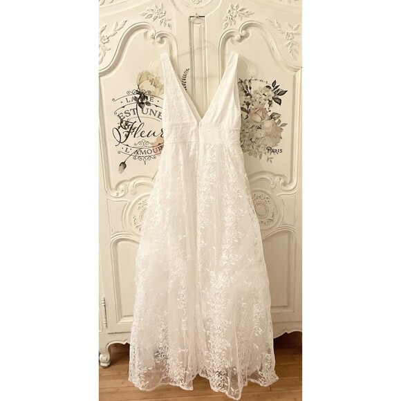 Lulus Sweetest Beloved Maxi Dress Women's L White Mesh Embroidered NWT - Picture 10 of 13